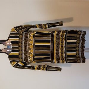 H&M Ochre Aztec Print Long Sleeve Size 4